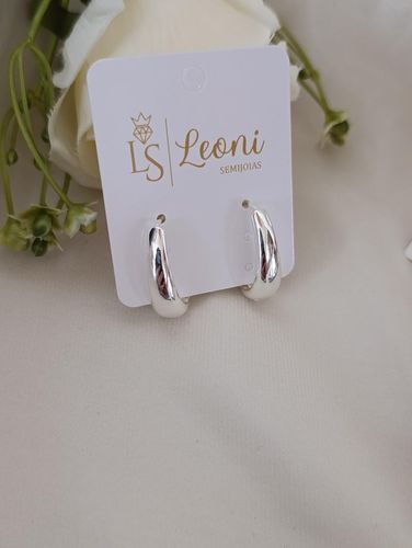 Brinco prata argola gota G lisa
