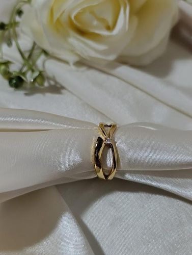 Anel ouro 2 fio 1 zirconia
