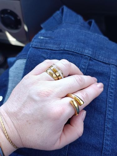 Anel dourado aço 2 gotas