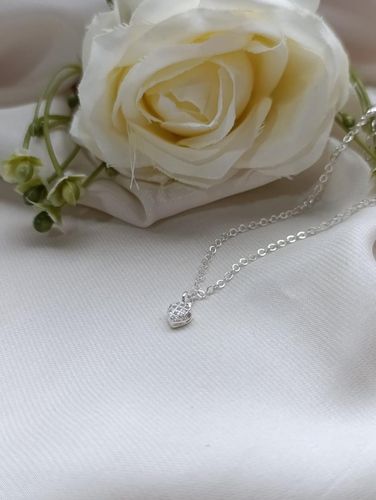 Pulseira prata coração p cravejado