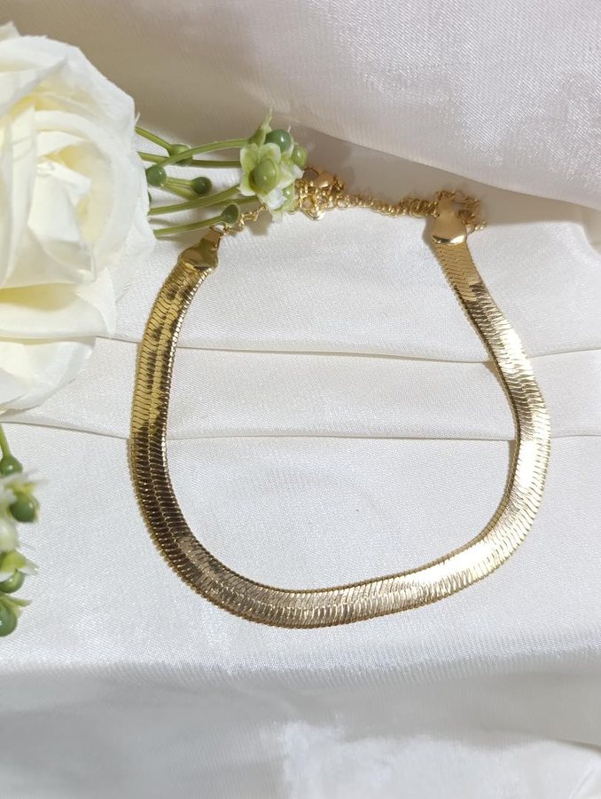 Colar ouro chocker fita larga