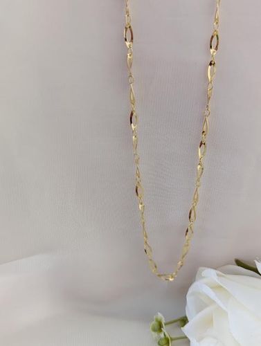 Colar ouro chapas vazada 60cm