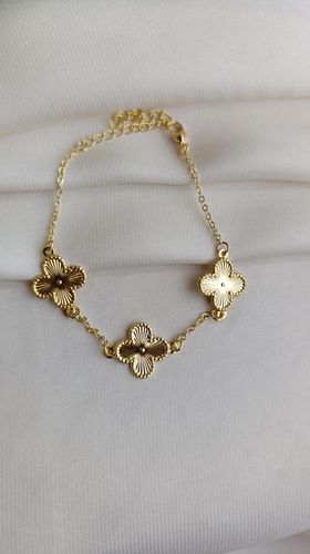 Pulseira ouro 3 trevos plissado