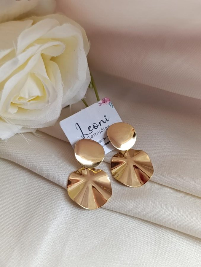 Brinco ouro 2 chapas ondulada