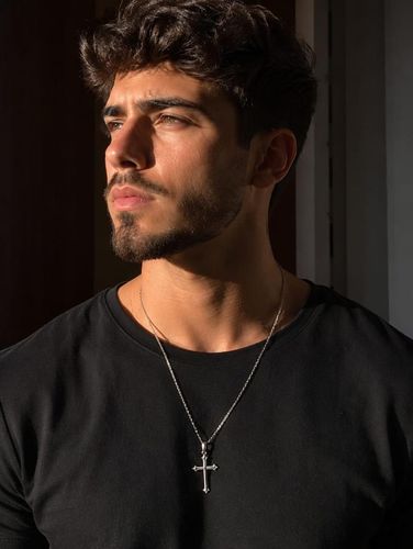 Colar prata cartier fino cruz masc