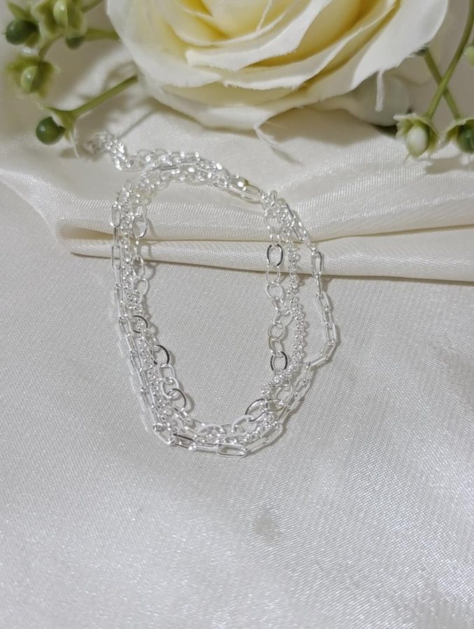 Pulseira prata tripla correntes